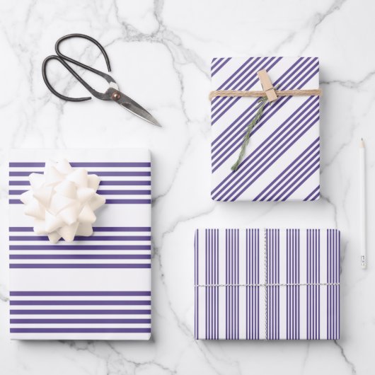Ultraviolet en wit vijf strips inpakpapier vel (Voorkant)