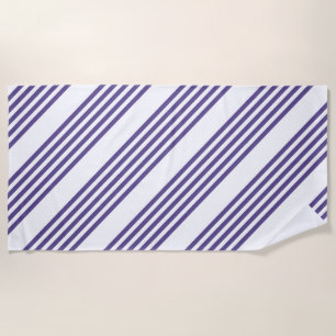 Ultraviolet en wit vijf strips strandlaken