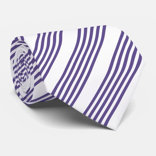 Ultraviolet en wit vijf strips stropdas (Opgerold)