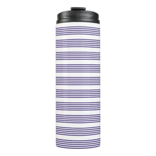 Ultraviolet en wit vijf strips thermosbeker (Voorkant)