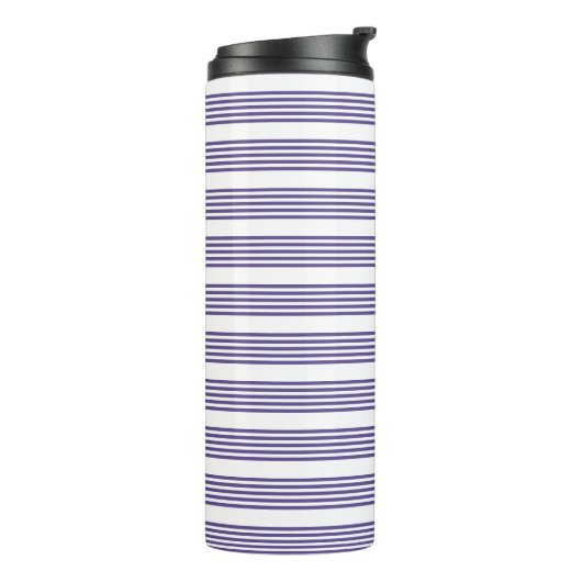 Ultraviolet en wit vijf strips thermosbeker (Gedraaid links)
