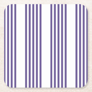 Ultraviolet en wit vijf strips vierkante kartonnen onderzetter