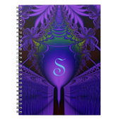 Ultraviolet Fractal Shield and Lace Monogram Notitieboek (Voorkant)
