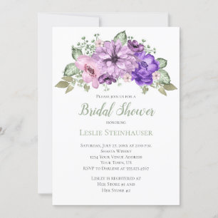 UltraViolet Paarse Sage Green Floral Vrijgezellenf Kaart