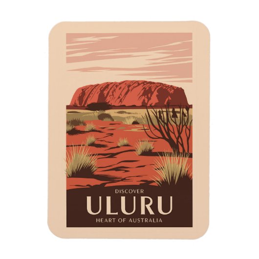 Uluru Australia Travel Art Vintage Magneet (Verticaal)