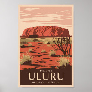 Uluru Australia Travel Art Vintage Poster