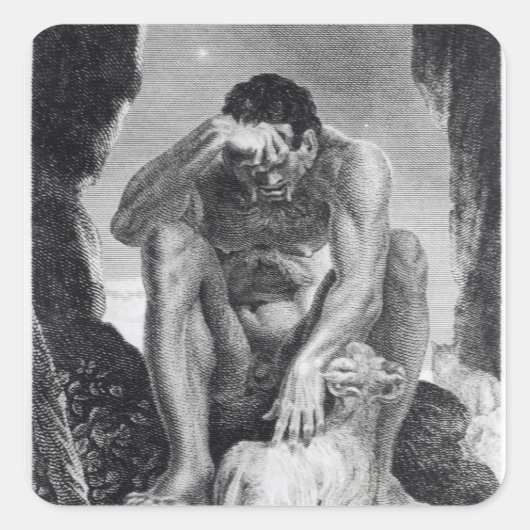 Ulysses Escaping from Polyphemus the Cyclops Vierkante Sticker (Voorkant)
