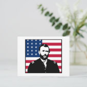 Ulysses S. Grant en de Amerikaanse vlag Briefkaart (Staand voorkant)