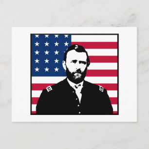 Ulysses S. Grant en de Amerikaanse vlag Briefkaart