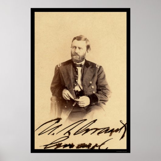 Ulysses S. Grant Ondertekend Kaart 1862 Poster (Voorkant)