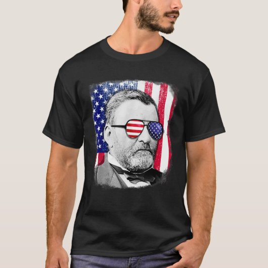 Ulysses S Grant US vlag 4 juli T-shirt (Voorkant)