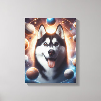 Um PET no espaço Canvas Afdruk