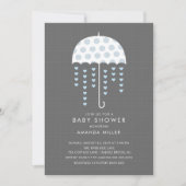 Umbrella Baby Boy Shower Invitation (Devant)