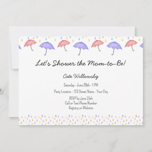Umbrella Baby shower Invitation Kaart (Voorkant)