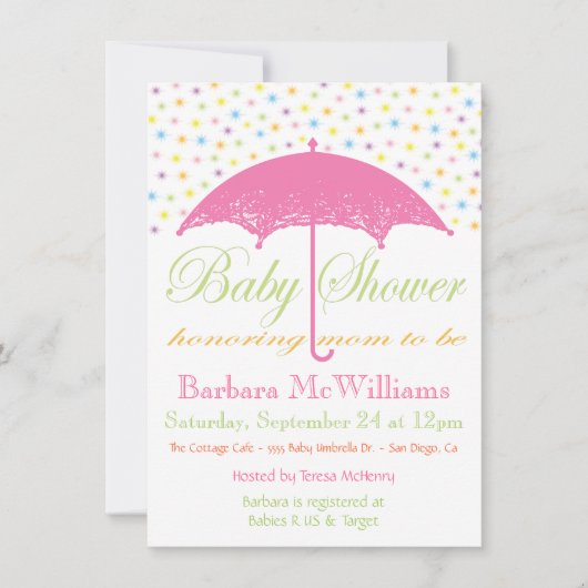 Umbrella Baby Shower Invitations (Devant)