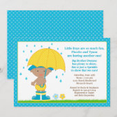 Umbrella Baby Sprinkle Shower African American Boy Kaart (Voorkant / Achterkant)