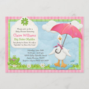 Umbrella Baby Sprinkle Shower Invitation Girl Kaart