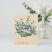 Umbrella Blue Forget-Me-Not Briefkaart (Staand voorkant)