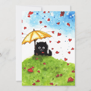 Umbrella Cat Hearts beroemd gemaakt door Bihrle Kaart