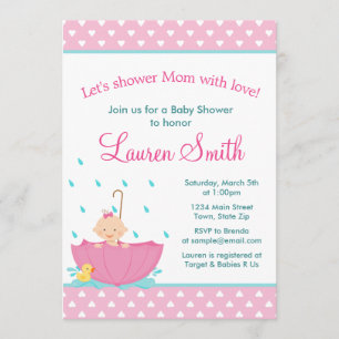 Umbrella Girl Baby shower Invitation Card Kaart
