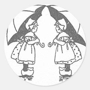 Umbrella Girls 2 Ronde Sticker