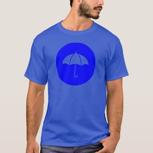Umbrella Icon on Blue Circle T-shirt (Voorkant)
