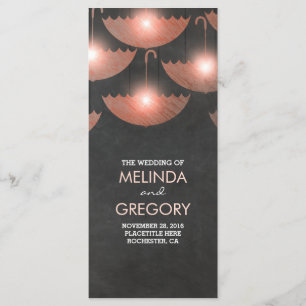 Umbrella Lights Chalk and Pink Wedding Programme