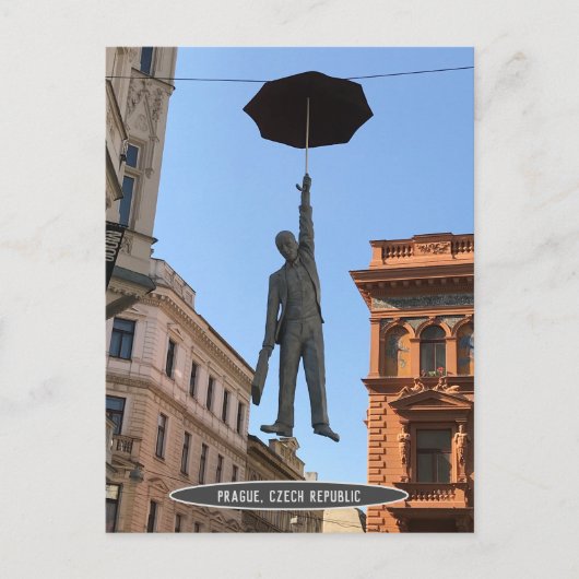 Umbrella Man Statue, Praag, Tsjechië Briefkaart (Voorkant)