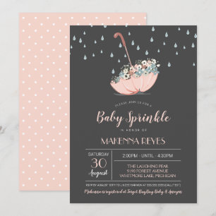 Umbrella met Flowers Girl of Twins Baby Sprinkle Kaart