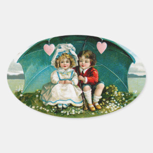 Umbrella of Love Ovale Sticker