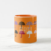 Umbrella Pattern Arrow Tweekleurige Koffiemok (Center)