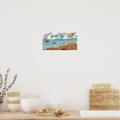 Umbrella Ride over de oceaan Poster (Keuken)