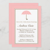 Umbrella roze uitnodiging (Voorkant / Achterkant)