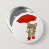 Umbrella Tabby Cat Ronde Button 7,6 Cm (Voorkant /achterkant)