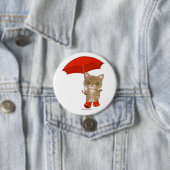 Umbrella Tabby Cat Ronde Button 7,6 Cm (In situ)