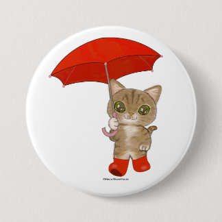 Umbrella Tabby Cat Ronde Button 7,6 Cm