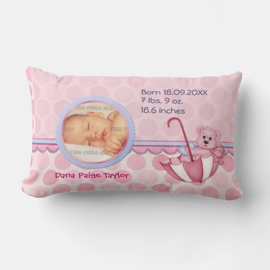 Umbrella Teddy Pois Pink Photo Coussin (Recto)
