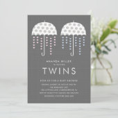 Umbrella TWINS Girl Boy Baby shower Invitation (Debout devant)