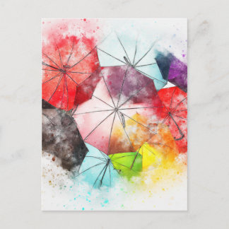 Umbrellas Colorful Abstract Briefkaart