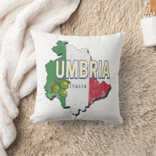 Umbrië Italië Retro Regio Kaart  Souvenir Kussen