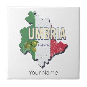 Umbrië Italië Retro Regio Kaart  Souvenir Tegeltje