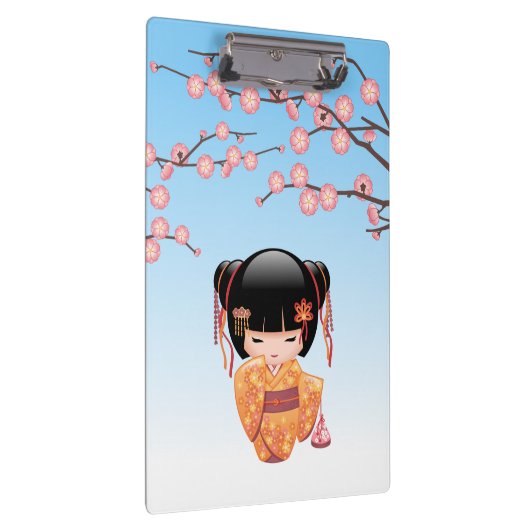 Ume Kokeshi Doll - Japans Geisha Meisje Blauw Klembord (Rechts)