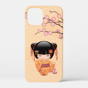 Ume Kokeshi Doll - Japanse peach Geisha Girl iPhone 12 Mini Hoesje