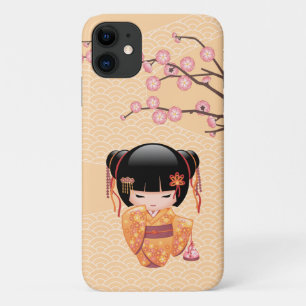 Ume Kokeshi Doll - Japanse peach Geisha Girl iPhone 11 Hoesje