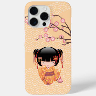 Ume Kokeshi Doll - Japanse peach Geisha Girl iPhone 15 Pro Max Hoesje