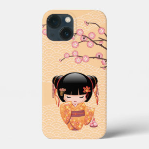 Ume Kokeshi Doll - Japanse peach Geisha Girl iPhone 13 Mini Hoesje