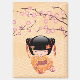 Ume Kokeshi Doll - Japanse peach Geisha Girl Magneet