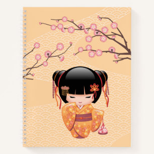 Ume Kokeshi Doll - Japanse peach Geisha Girl Notitieboek
