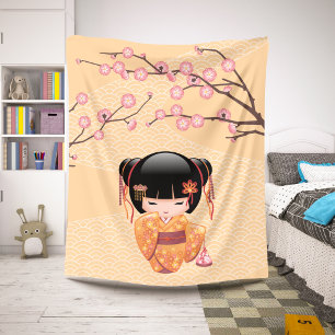 Ume Kokeshi Pop - Japanse Perzik Geisha Meisje Sherpa Deken