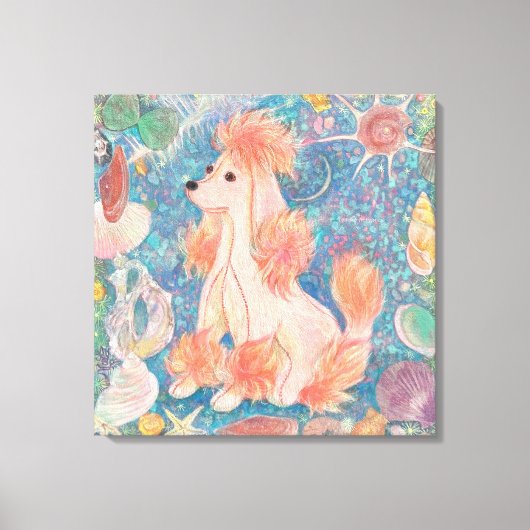 "Umi Poodle" Pink Poodle & Seashell Dream Canvas A (Voorkant)